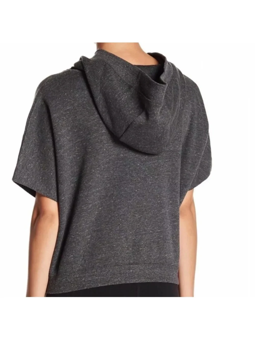 ALO Yoga Realm Charcoal Short-Sleeve Hoodie Pullover- Large